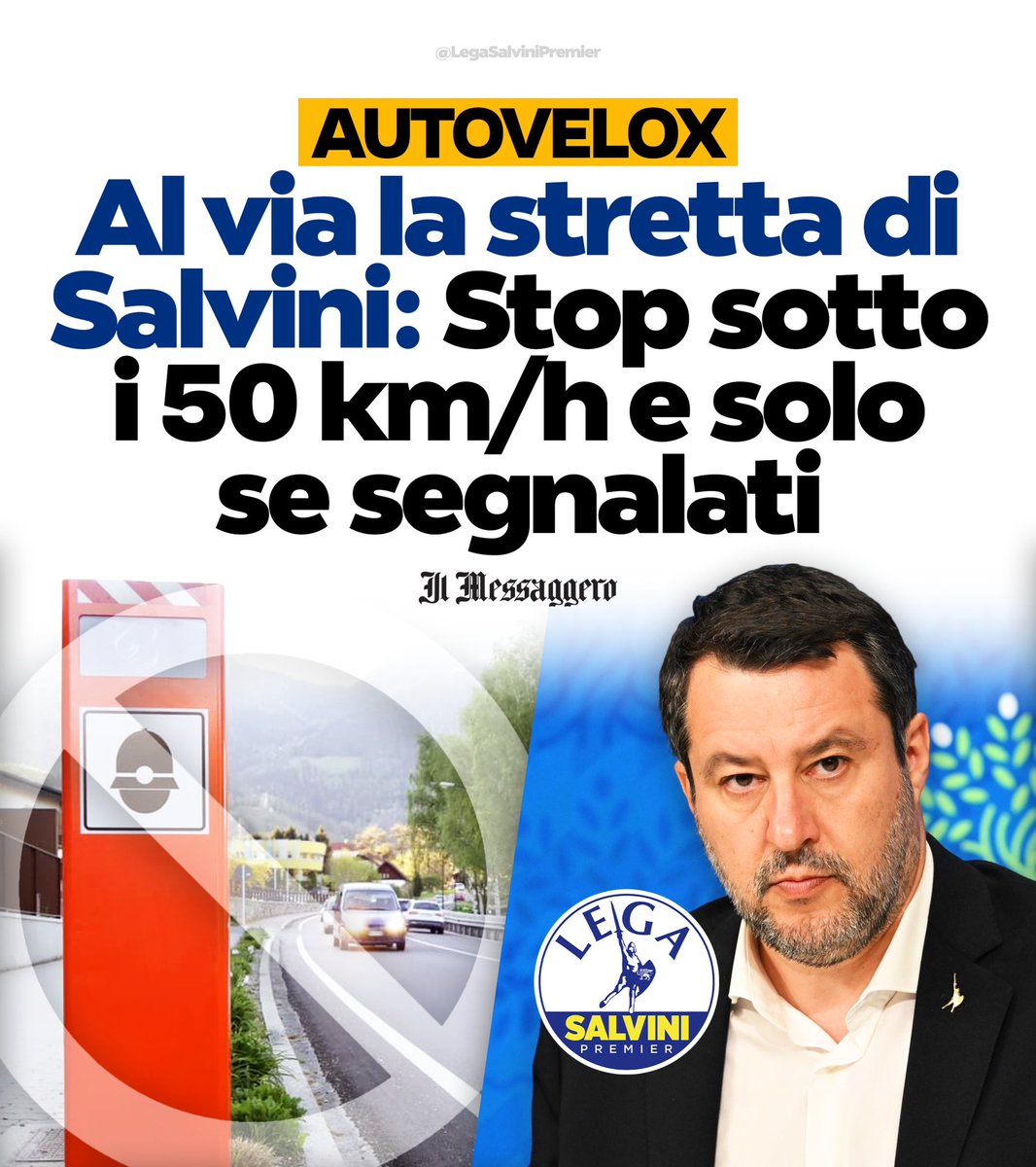 Dopo 13 anni, grazie all'impegno della Lega, oggi diventa LEGGE la nuova disciplina degli AUTOVELOX, con regole chiare che mettono fine all'ABUSO di uno strumento nato per garantire più sicurezza e meno incidenti ma che, troppo spesso, è stato sfruttato solo per fare cassa e