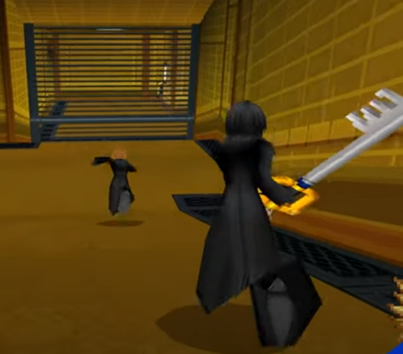 this frame looks like Xion is trying to smack Roxas with the keyblade