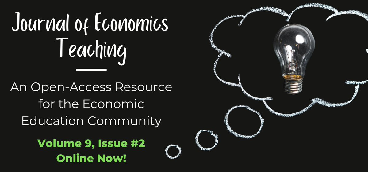 🚨 NEW ISSUE OUT NOW 🚨 

Over the next few days, we'll highlight papers on: 
🔄 Flipped classrooms
🏝️ Survivor
📹 MrBeast
📑 Teaching w/ journal articles
🛶 A first-day activity

Explore them now at: journalofeconomicsteaching.org/category/vol_9…  #TeachEcon #EconTwitter