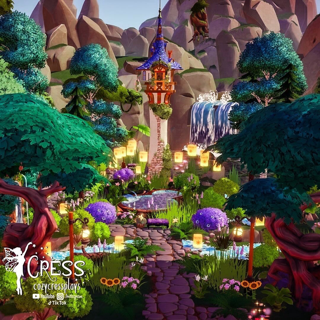 Rapunzel’s Tower in my Fairycore Princess Lagoon ☀️💜
