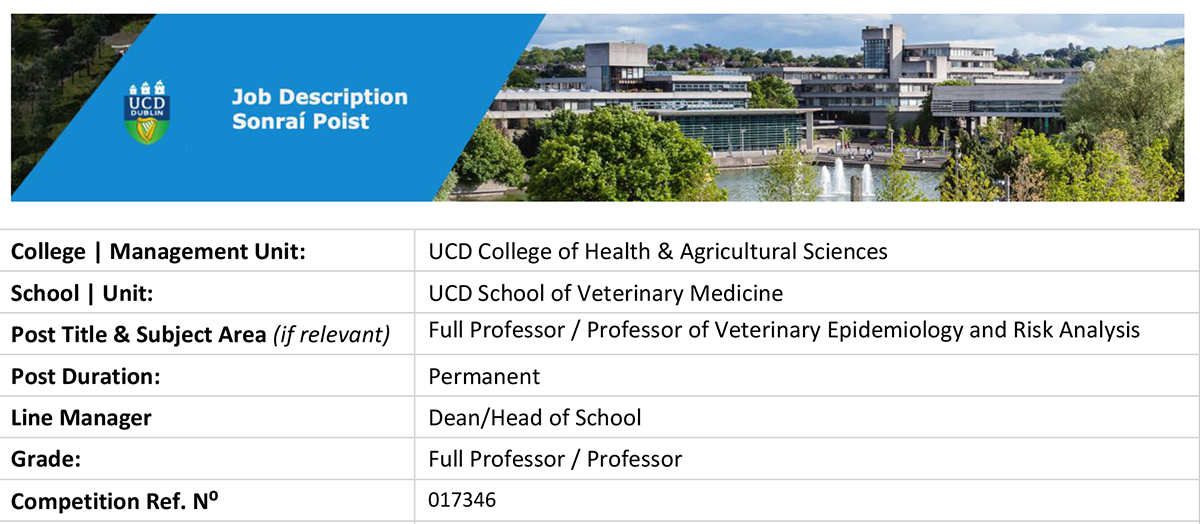 CVERA (@ucd_cvera) on Twitter photo UCD <a href="/ucddublin/">University College Dublin</a> is advertising for the role of Full Professor / Professor of Veterinary Epidemiology and Risk Analysis & Director <a href="/UCD_CVERA/">CVERA</a>. The closing date is 12:00 noon (local Irish time) on 28 June 2024. Search for ref 017346 under external applicants ucd.ie/workatucd/jobs/ UCD <a href="/ucddublin/">University College Dublin</a> is advertising for the role of Full Professor / Professor of Veterinary Epidemiology and Risk Analysis & Director <a href="/UCD_CVERA/">CVERA</a>. The closing date is 12:00 noon (local Irish time) on 28 June 2024. Search for ref 017346 under external applicants ucd.ie/workatucd/jobs/