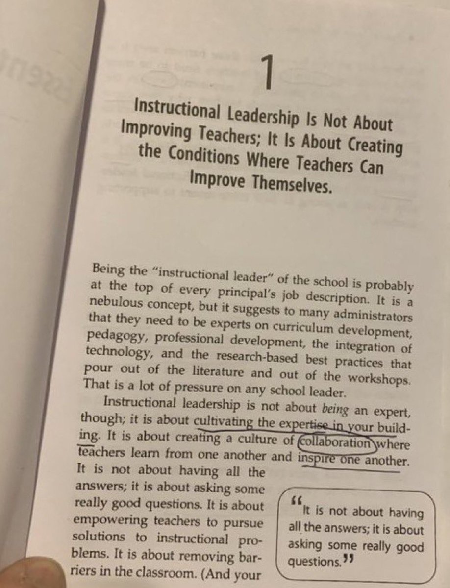 Instructional leadership is not about improving teachers; It is about creating the conditions where teachers can improve themselves. @SteeleThoughts #essentialtruths @ToddWhitaker