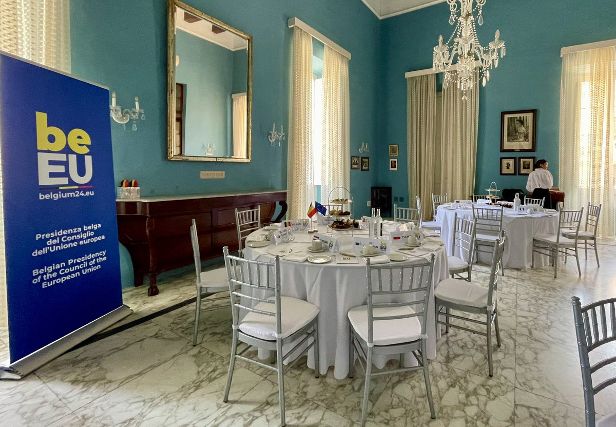🇧🇪🇪🇺🇲🇹 All set to welcome our guests at Valletta’s Casino Maltese for an #EU Ambassadors’ meeting with Dr. Mario Sammut, Head @Europarl_MT and Prof. Mark Harwood, Head of the Inst. for Europ. Studies @UMmalta, to discuss the #EuropeanElections and the #FutureOfEurope #EU2024BE
