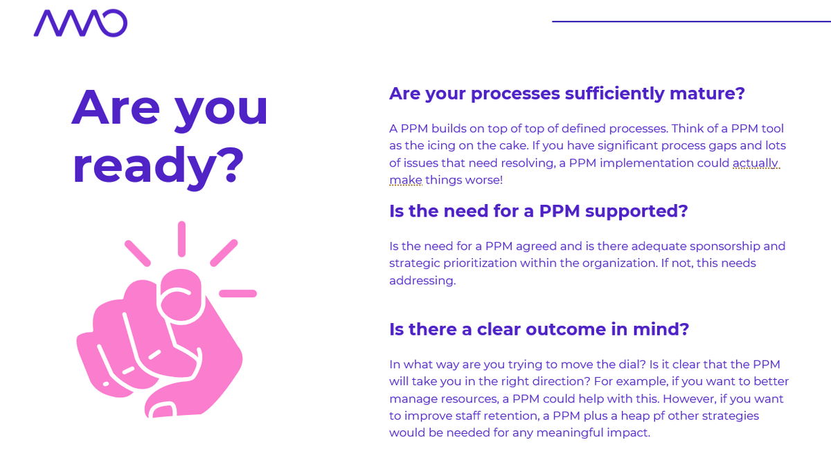 AgileMgmtOffice's tweet photo. Before you embark on introducing a new PPM tool or upgrading an existing solution, ask yourself these crucial questions. 

To watch the recent webinar: https://t.co/6uR3GoCcUG 

Reach out if your team needs help.

#PPM #ProjectPortfolioManagement #Technology https://t.co/FPRavLSf7g