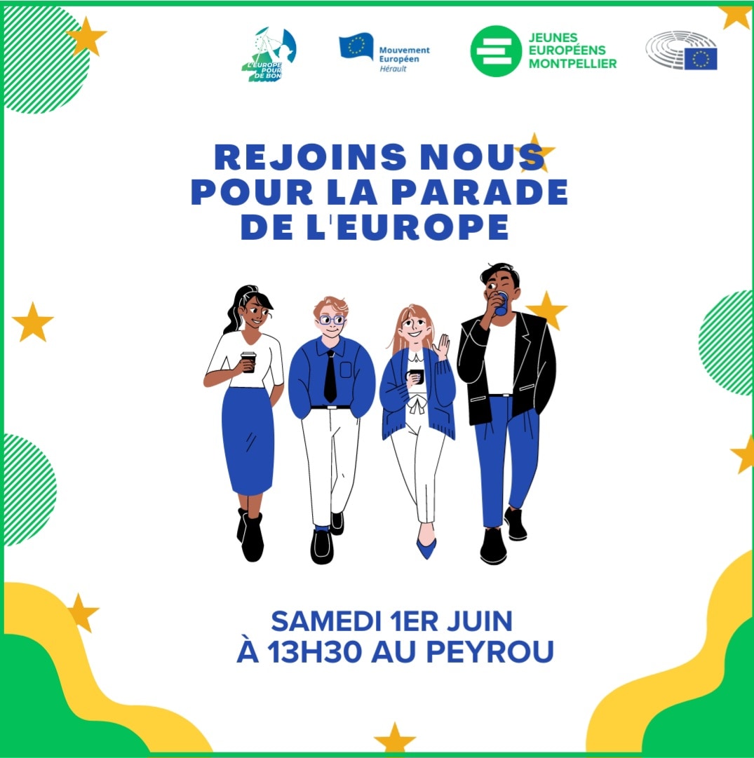JE_Montpellier's tweet photo. Toi aussi, tu es engagé pour l'Europe et tu souhaites rappeler la date des prochaines élections européennes du 9 Juin ?

Ds le cadre de l'Europe pour de bon et de nos actions soutenues par le PE, nous organisons une Parade de l'Europe ce Samedi 1er Juin à 13h30 au Peyrou! https://t.co/4EER9mHcJp