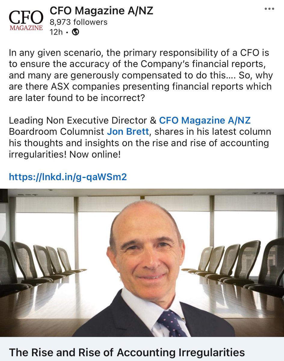 Latest governance insights from leading NED &amp; boardroom columnist, Jon Brett now online at CFOMagazine.com.au