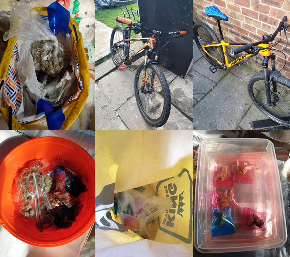 We have arrested two people after the rider of a scrambler bike led officers to the discovery of large quantities of Class A and B drugs at a property in #Huyton yesterday. Suspected cannabis and cocaine have been seized as well as stolen bikes. More here: orlo.uk/50Fca