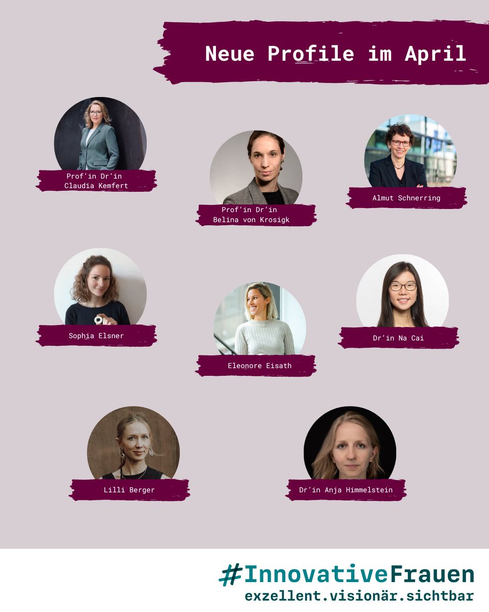 Frauen + Innovation =🤝 
Neuzugänge in unserer #Expertinnen-Datenbank mit einer großen Vielfalt an Themen. Jetzt reinschauen: innovative-frauen.de/expertinnen #Innovationen