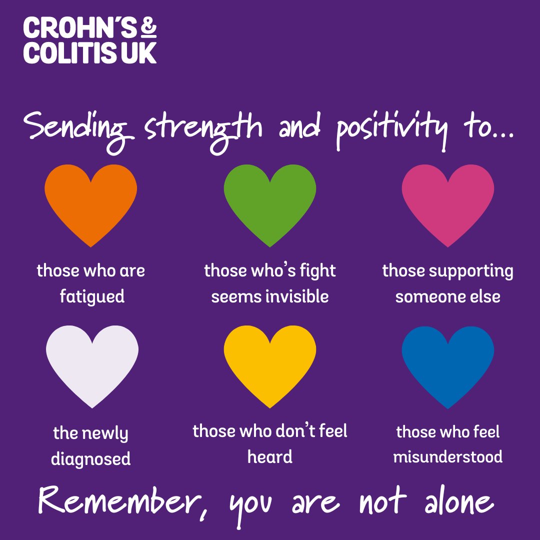 Comment your heart 🧡💙💗🤍💚💛

Remember you are not alone 💜

#Crohns #Colitis #InflammatoryBowelDisease #IBD