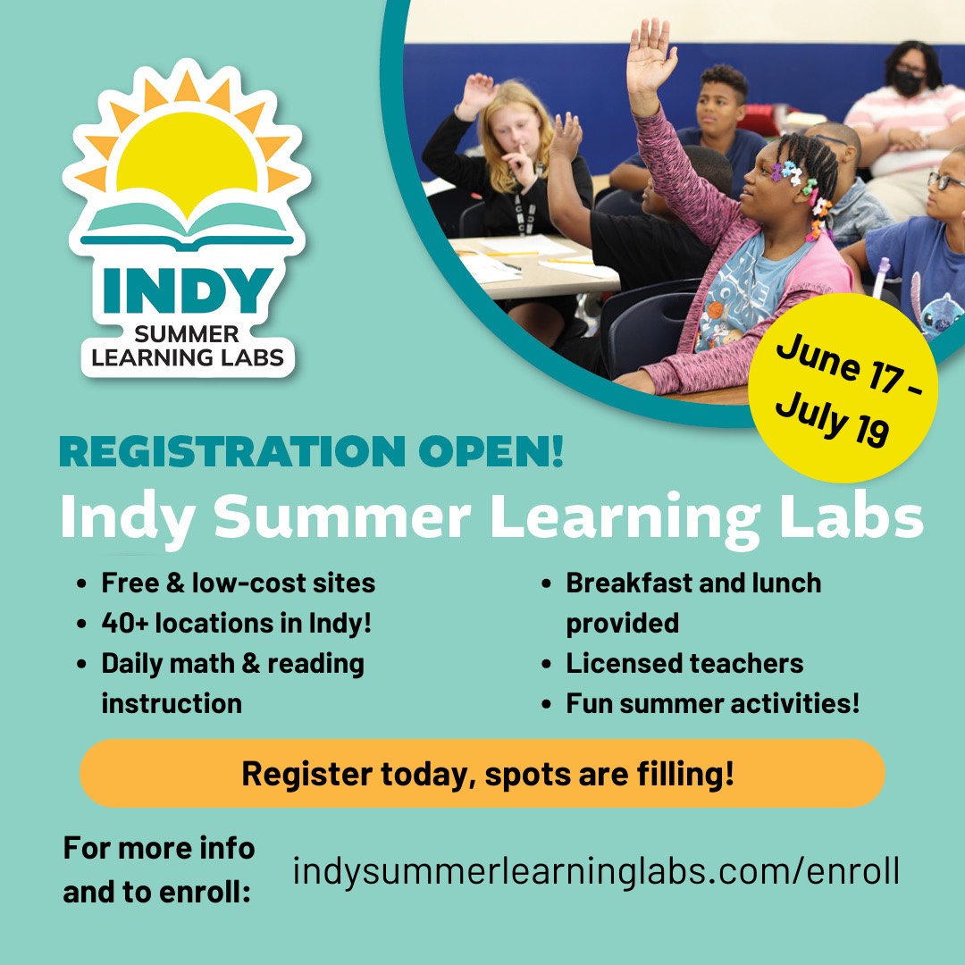 ☀️ Are you looking for a nurturing and fun environment for your child this summer? @IndySLL is in session starting June 17 for students in grades 1–9! Sites are FREE or low-cost. Spots are filling fast, so make sure to enroll now! Learn more and enroll at: indysummerlearninglabs.com/enroll