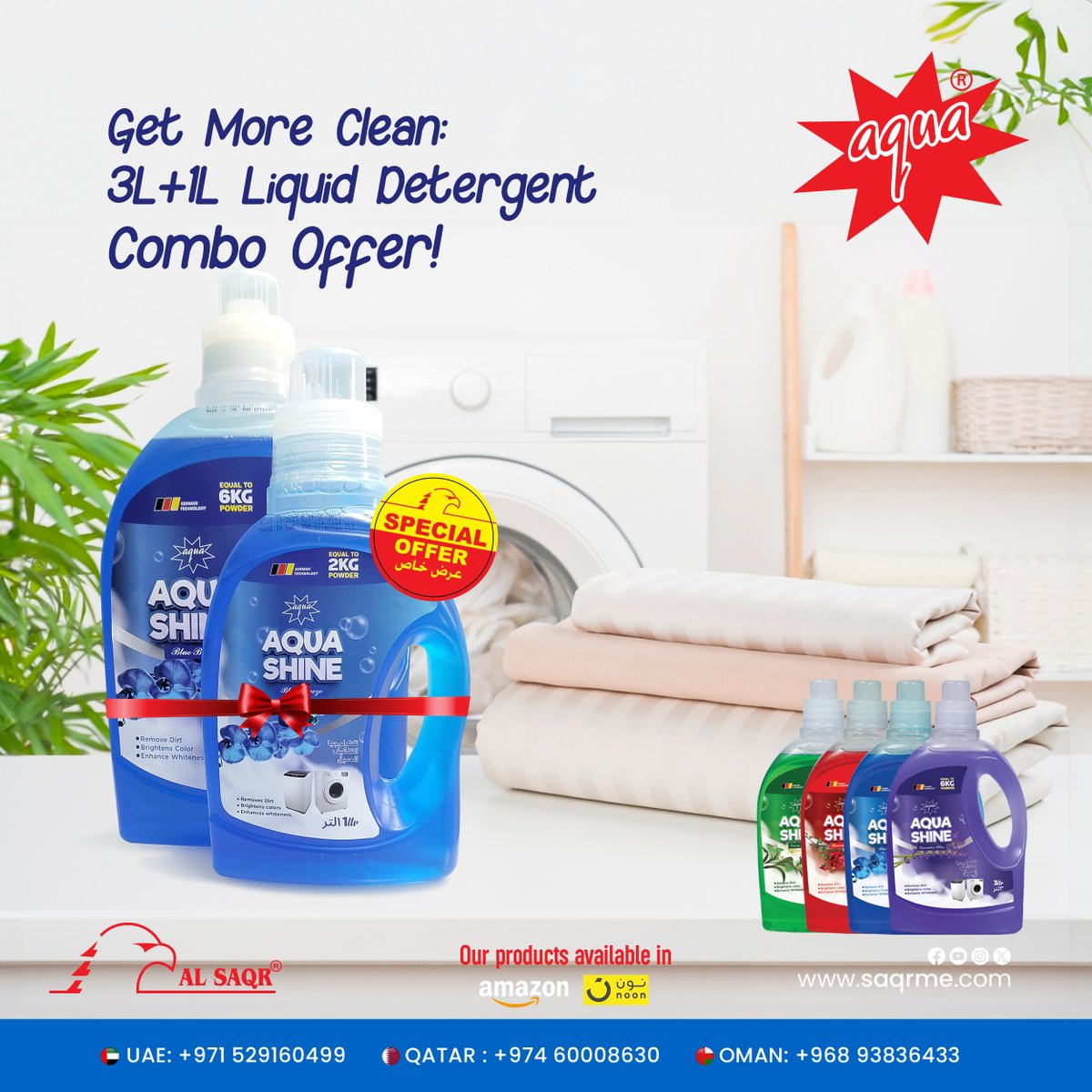 Indulge in the luxury of ultra-soft laundry with our amazing Aqua Shine liquid detergent offers! 🌸👖 Imagine clothes that not only feel velvety soft but also exude a fresh, delightful scent all day long.#LiquidLaundry #DetergentPower #CleanClothes #EcoFriendlyClean #LaundryDay