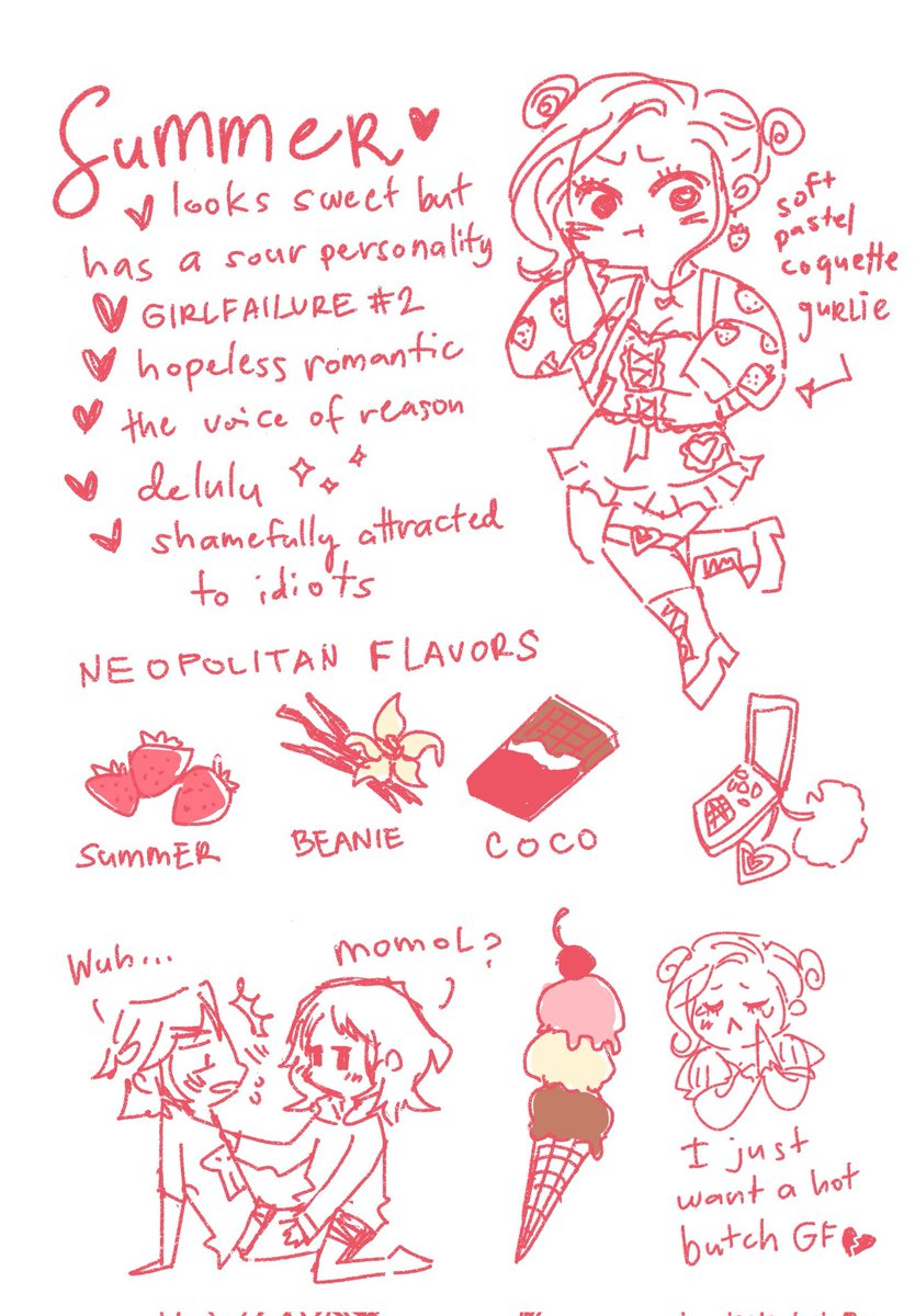 [oc] meet coco, summer and beanie, the three lesbians inside you 🍓🍦🍫✨ 