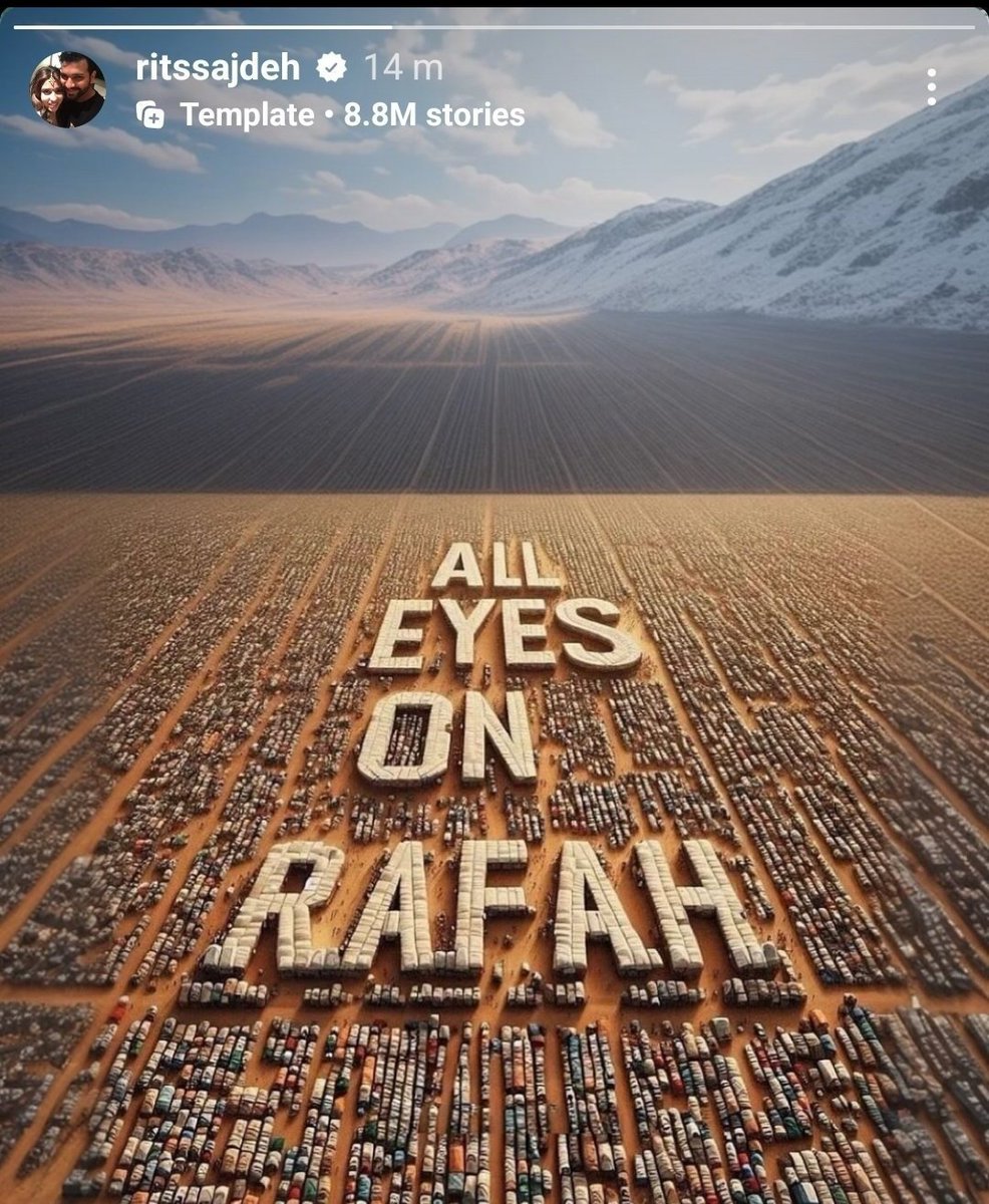 Public: Why only 'All eyes on Rafah'? Why not 'All eyes on Pakistan Occupied Kashmir'? Why not 'All eyes on Hindus in Pakistan'?

Ritika Sajdeh: Because RAFAH starts with 'R'...just like Ritika starts with R. Isn't that cute? 🫠🫠

Public: 😑😑😑