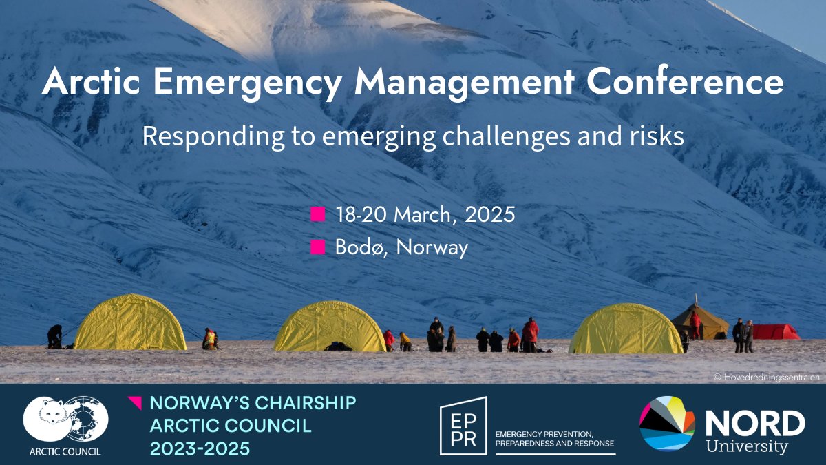 ❗Save the date❗Announcing the Arctic Emergency Mangagement Conference, a first-of-its kind event dedicated to a holistic view of Arctic emergency management.

📅18-20 March 2025
📍Bodø 🇳🇴

Learn more here: arctic-council.org/news/save-the-…