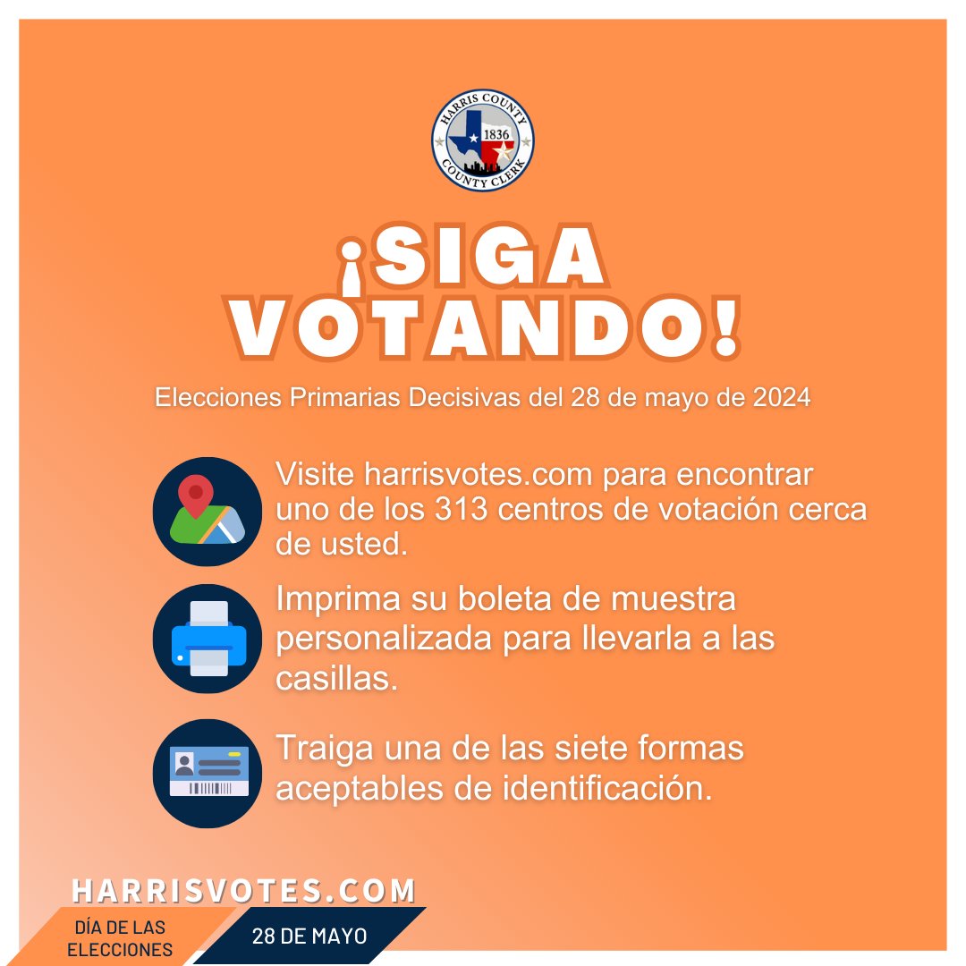 HarrisVotes's tweet photo. Itโs Election Day! Visit https://t.co/8qx75WEFi7 to find your sample ballot. ๐ณ๏ธโ๏ธ #harriscountyelections #harrisvotes #keepupthevote https://t.co/exWno4sAMd
