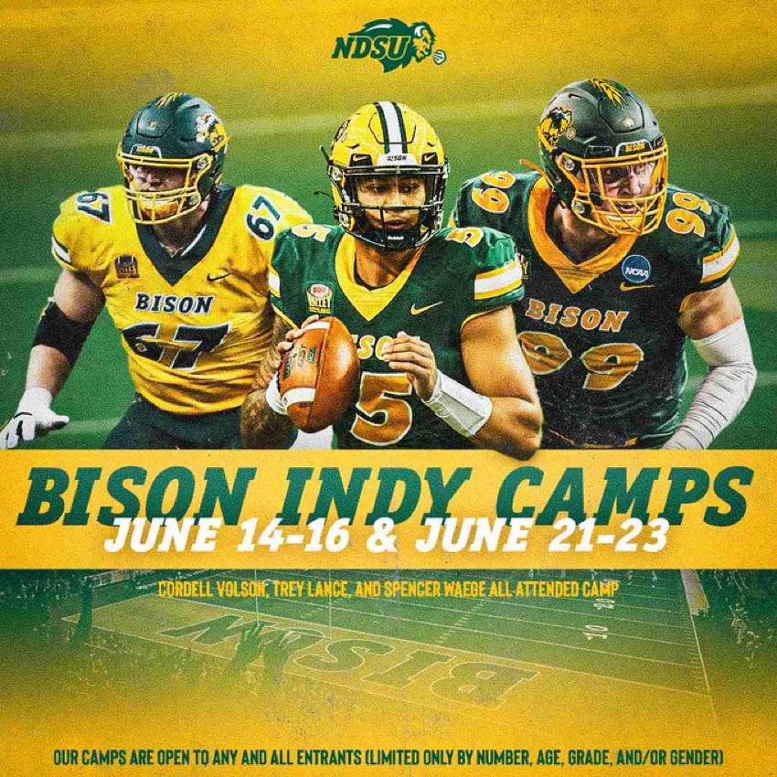 Camp is filling up extremely fast. Get your spot reserved NOW. We are 17 days away from our first Indy Camp. Sign up online at: ndsufootballcamps.com