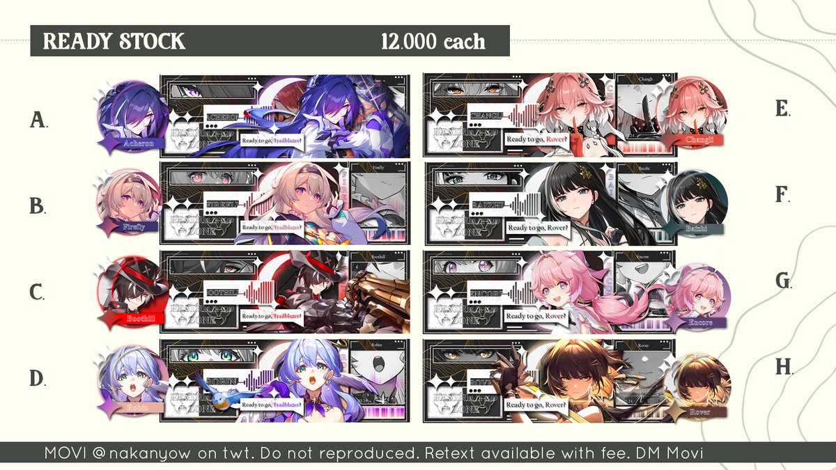 Help repost/likes please, thank you ⊹ ࣪ ˖

Haloo, Movi bawa RS layout 2D Moonify beberapa chara genshin, wuwa dan HSR kembali, bisa di take mulai sekarang, no booking fee, 12.000 each, avail Qris!

(Available re-text with additional fee +2000) 🍀
#zonauang #zonajajan