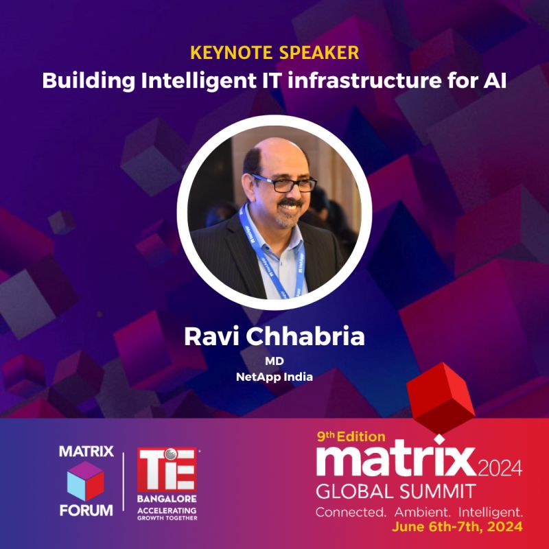 Join Ravi Chhabria, MD of NetApp India, at the Matrix Global Summit, June 6-7, 2024, Bangalore. Explore intelligent IT infrastructure for AI and innovation. Don't miss it! Register: lnkd.in/eeB6sm2b #AI #ITInfrastructure #Innovation #NetAppIndia #TechTalks