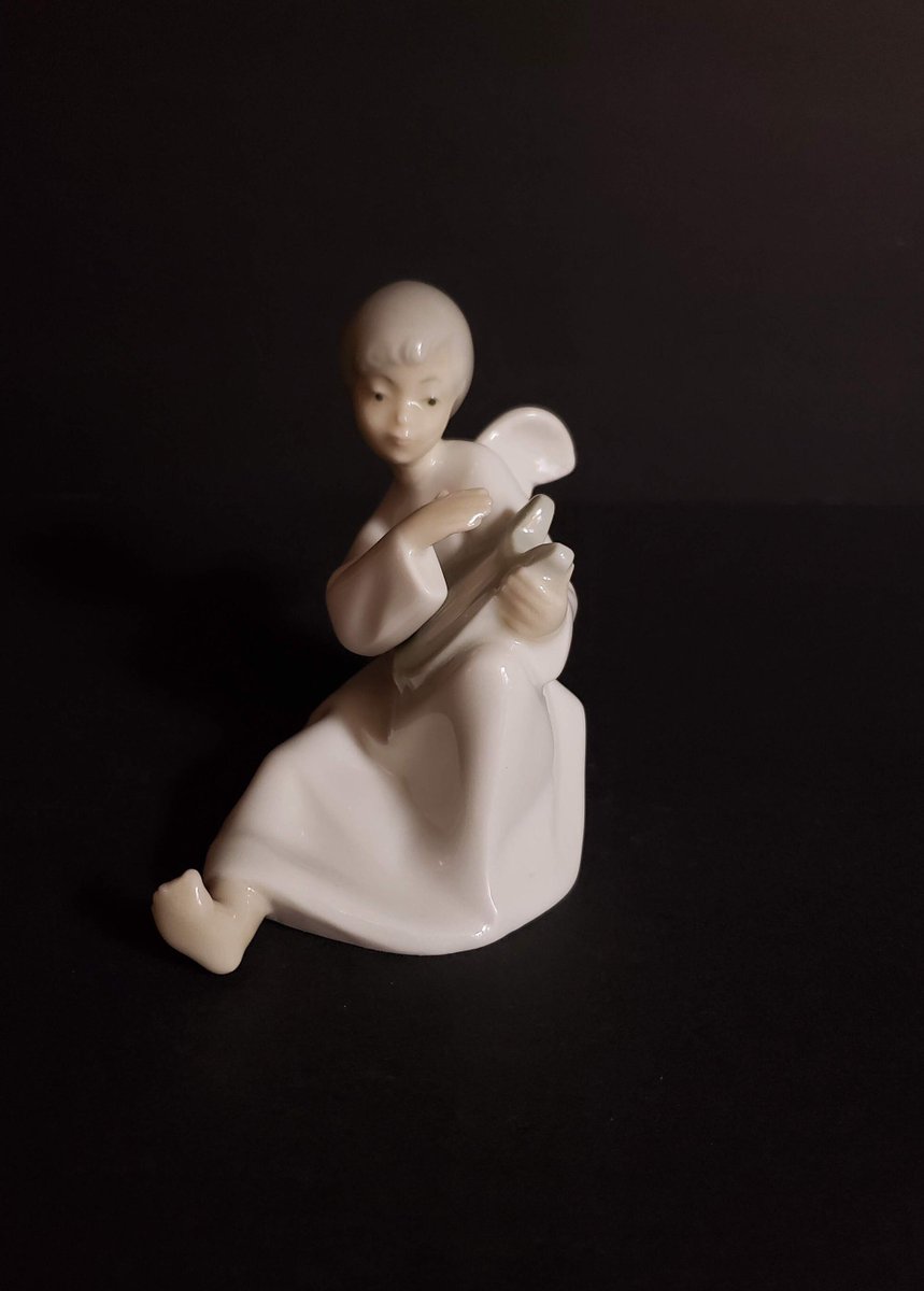 NAO (Lladro) Boy ANGEL with Harp, Issued 1970s, Retired, Glossy Porcelain, Made in Spain, 3.5' Tall, Collectible, Signed, MINT Condition tuppu.net/64518474 #AmazingFunVintage #Etsy #NaoLladroOfSpain