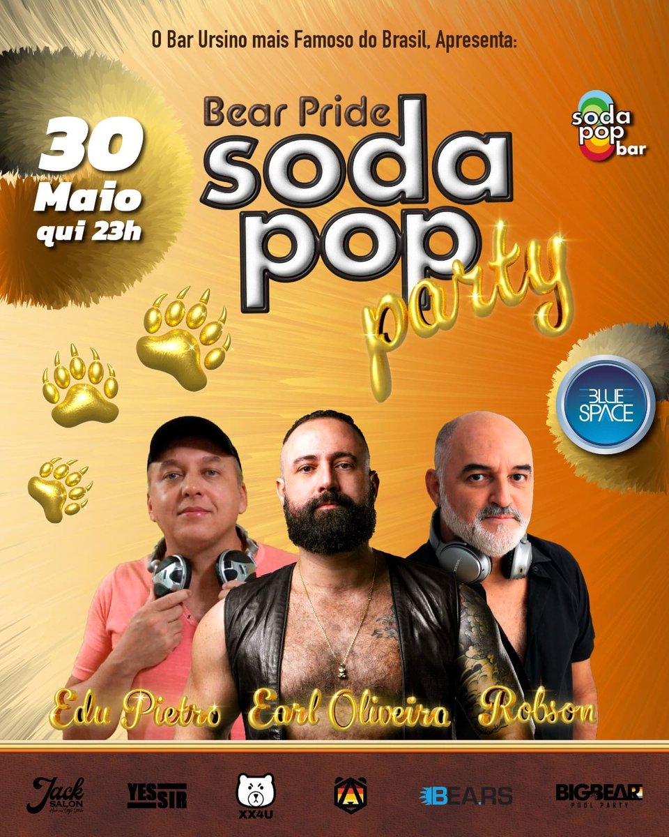 BLUE SPACE PRIDE 2024

Quinta, 30 de maio (feriado), a partir das 23h, SODA POP PARTY - BEAR PRIDE na Blue Space, com os melhores flashbacks e sucessos atuais!

Ingressos online: bit.ly/3IUHDrx
