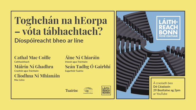 Beidh díospóireacht á reáchtáil ag @tuairiscnuacht maidir le tábhacht do vóta sna toghcháin Eorpacha.

Bí linn amárach, Dé Céadaoin 29 Bealtaine, ag 2pm.

Bí réidh chun do vóta a úsáid Dé hAoine seo chugainn, an 7 Meitheamh 🗳️ #ÚsáidDoVóta 

Nasc: rb.gy/8ckvj8