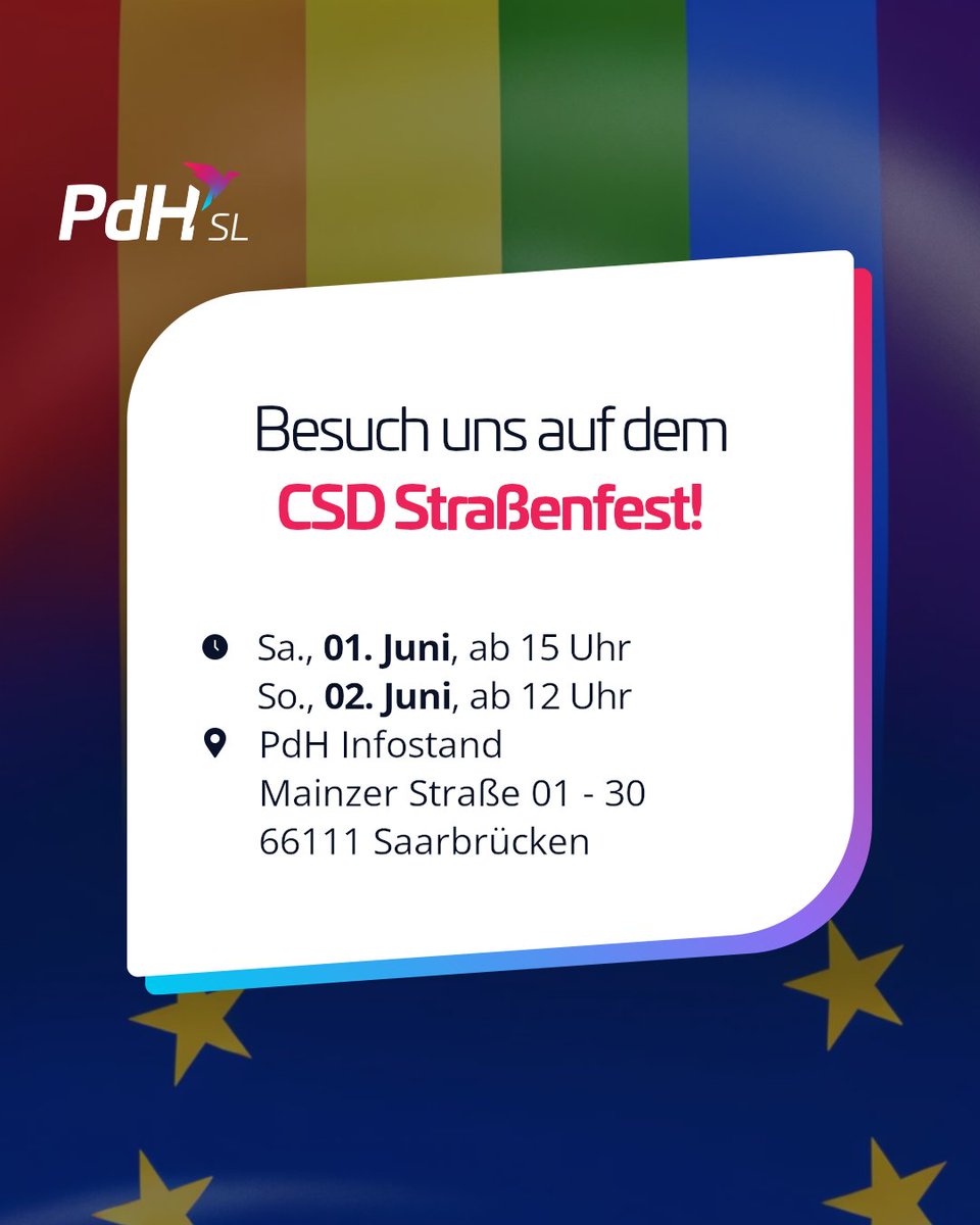 Wir stehen für Vielfalt, Akzeptanz und Selbstbestimmung!💪🏻
Im Juni wird der Pride-Month🌈 mit dem die Errungenschaften einer aufgeklärten Gesellschaft gefeiert und die Sichtbarkeit für das Thema verstärkt.
❤️🩷💛💚💙🩵💜🤍
Wir werden am #CSD🏳️‍🌈in Saarbrücken teilnehmen! 💝