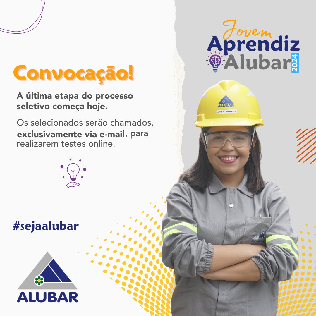A última etapa da seleção para o Programa Jovem Aprendiz começa hoje. Os candidatos selecionados serão convocados via e-mail.

Fique atento e boa sorte!

#GrupoAlubar #Alubar #SejaAlubar #AlubarMetaiseCabos #JovemAprendiz