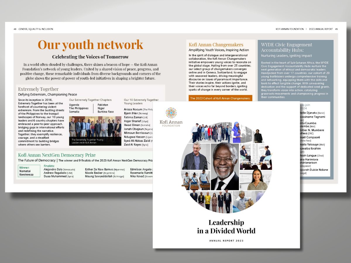 “...any society that does not succeed in tapping into the energy and creativity of its #youth will be left behind.” - #KofiAnnan We are so proud of our incredible network of young leaders and youth activists! Head to page 48 of our latest annual report to discover more about our