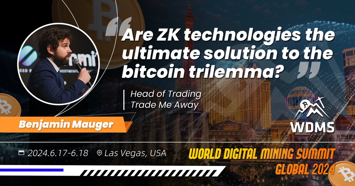Curious about how technology tackle the Bitcoin trilemma❓ 
🧐Unlock insights from <a href="/BenjaminMauger/">Benjamin Mauger</a>, the Head of Trading from Trade Me Away
🏅Secure your spot now 🔜 bitmain.com/wdms