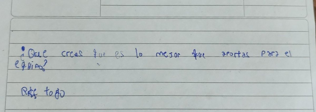 La autoestima de Mirko!
Se los traduzco por qué autoestima y caligrafía no siempre van de la mano. 
Le preguntan de futsal 'Que crees que es lo mejor que aportas para el equipo?'
Mirko:Todo.