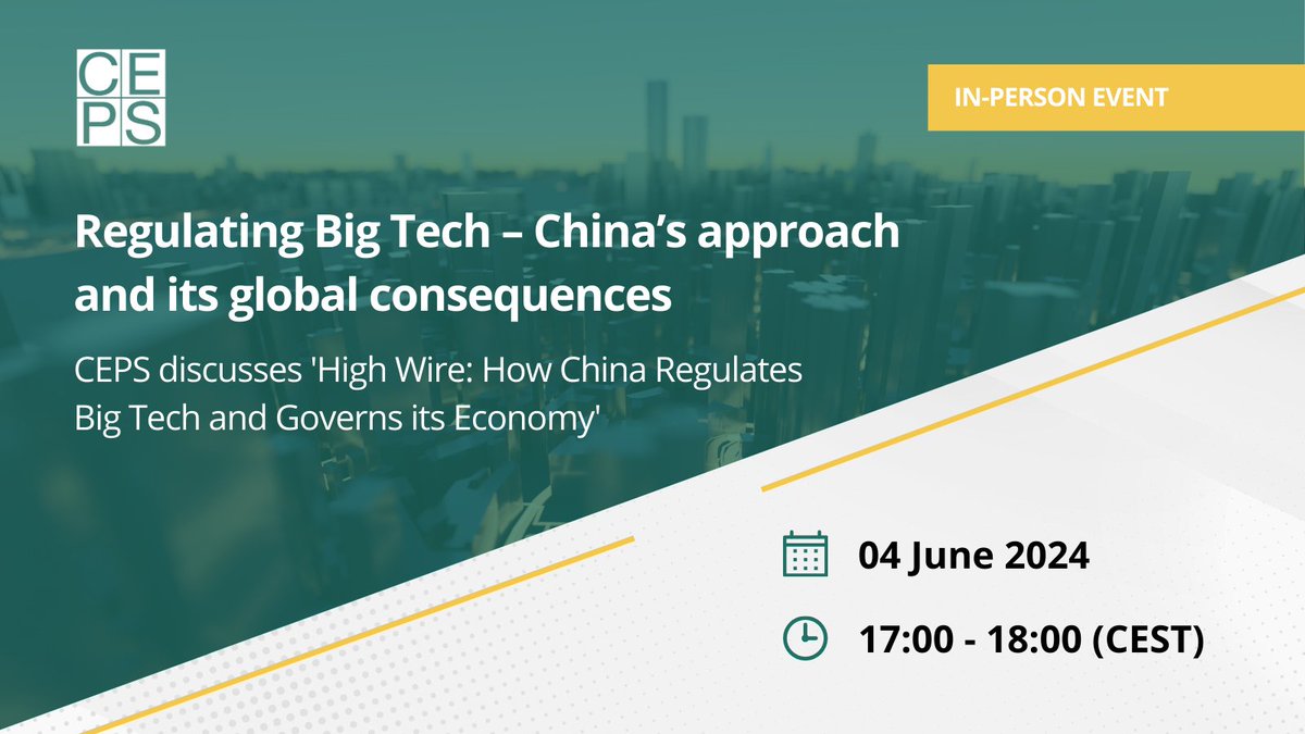 🇨🇳 How do China's rapid regulatory developments in the tech sector impact the broader digital and technology regulatory landscape in the United States and the EU? We will discuss this and more on 4 June with: 📌 @AngelaZhangHK, @HKUniversity 📌 @maxvonthun, @openmarkets 📌