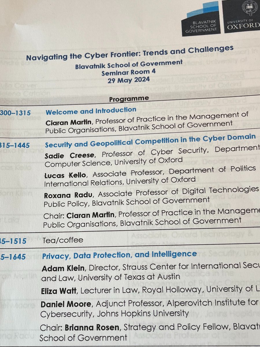 Looking forward to presenting my paper on s.226A of the Investigatory Powers (Amendment) Act 2024 and its compatibility with art. 8 ECHR at the <a href="/BlavatnikSchool/">Blavatnik School of Government</a> <a href="/UniofOxford/">University of Oxford</a> on 29 May at the roundtable, 'Navigating the Cyber Frontier: Trends and Challenges'.