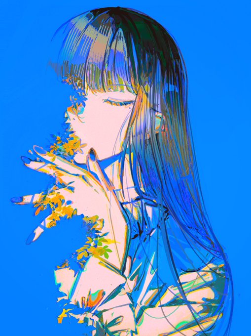 「blue hair blue nails」 illustration images(Latest)