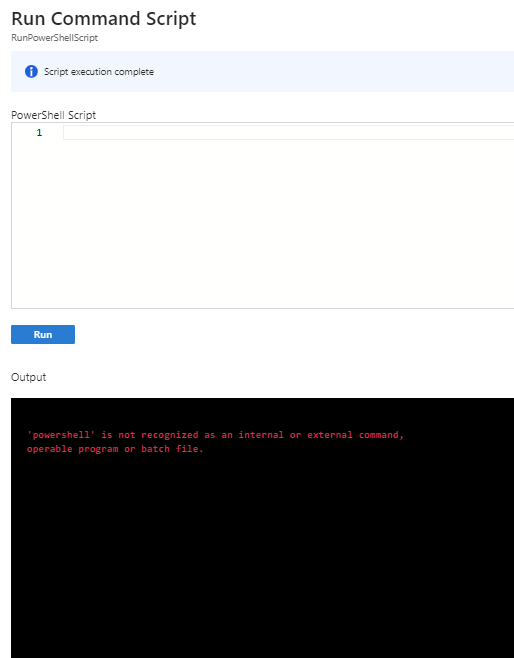 gains_matthew's tweet photo. @AzureSupport Any known issues with the "Run Command" feature? I seem to be getting this on 2 clients tenants https://t.co/7dQ0is5KL5