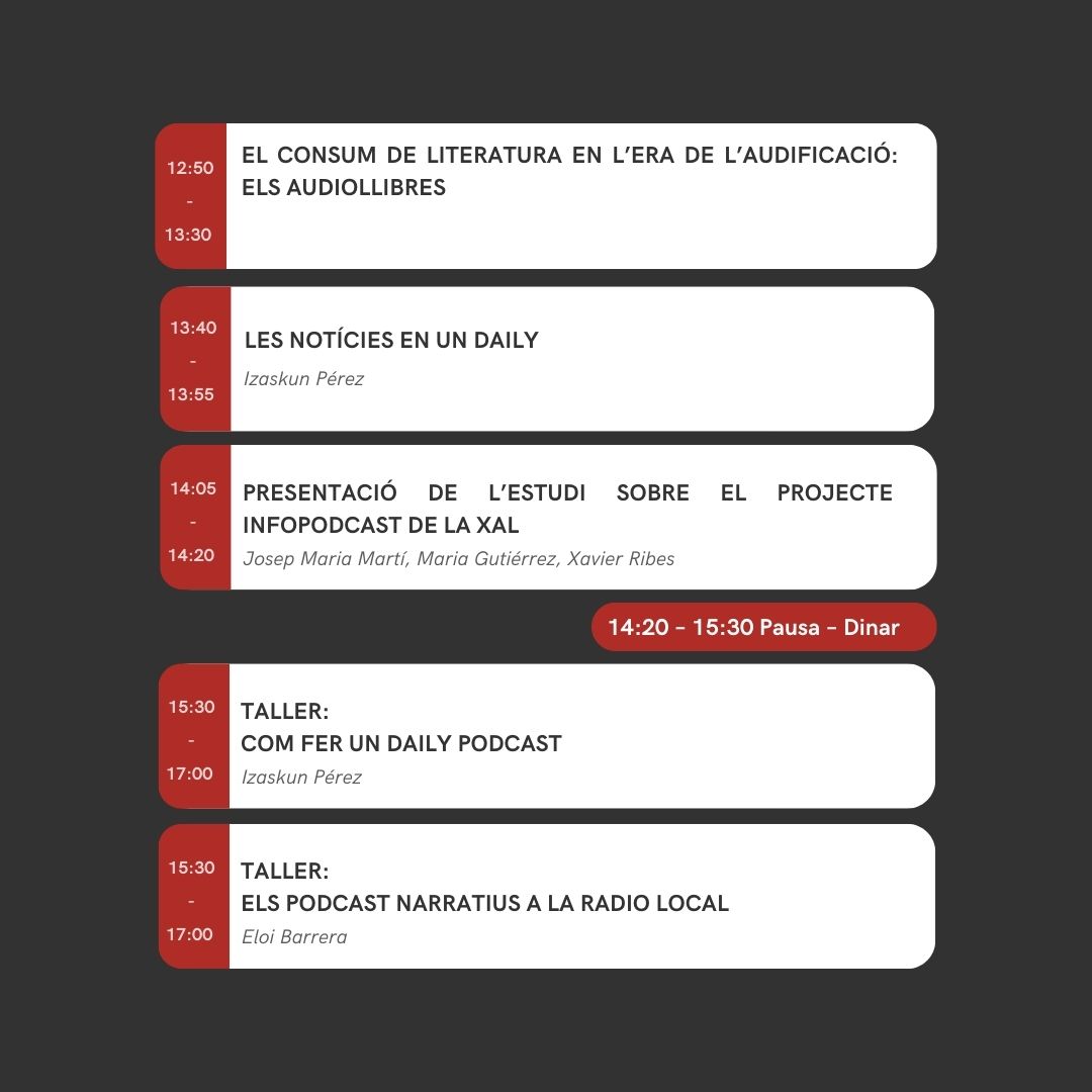 🎙️ ¡Ya está disponible el programa completo de la IV Jornada de Podcasting en Cataluña! 🌟 Consulta el programa y no te pierdas ni un momento. ¡Te esperamos! 👥🔊 #PodcastingCataluña #ProgramaCompleto