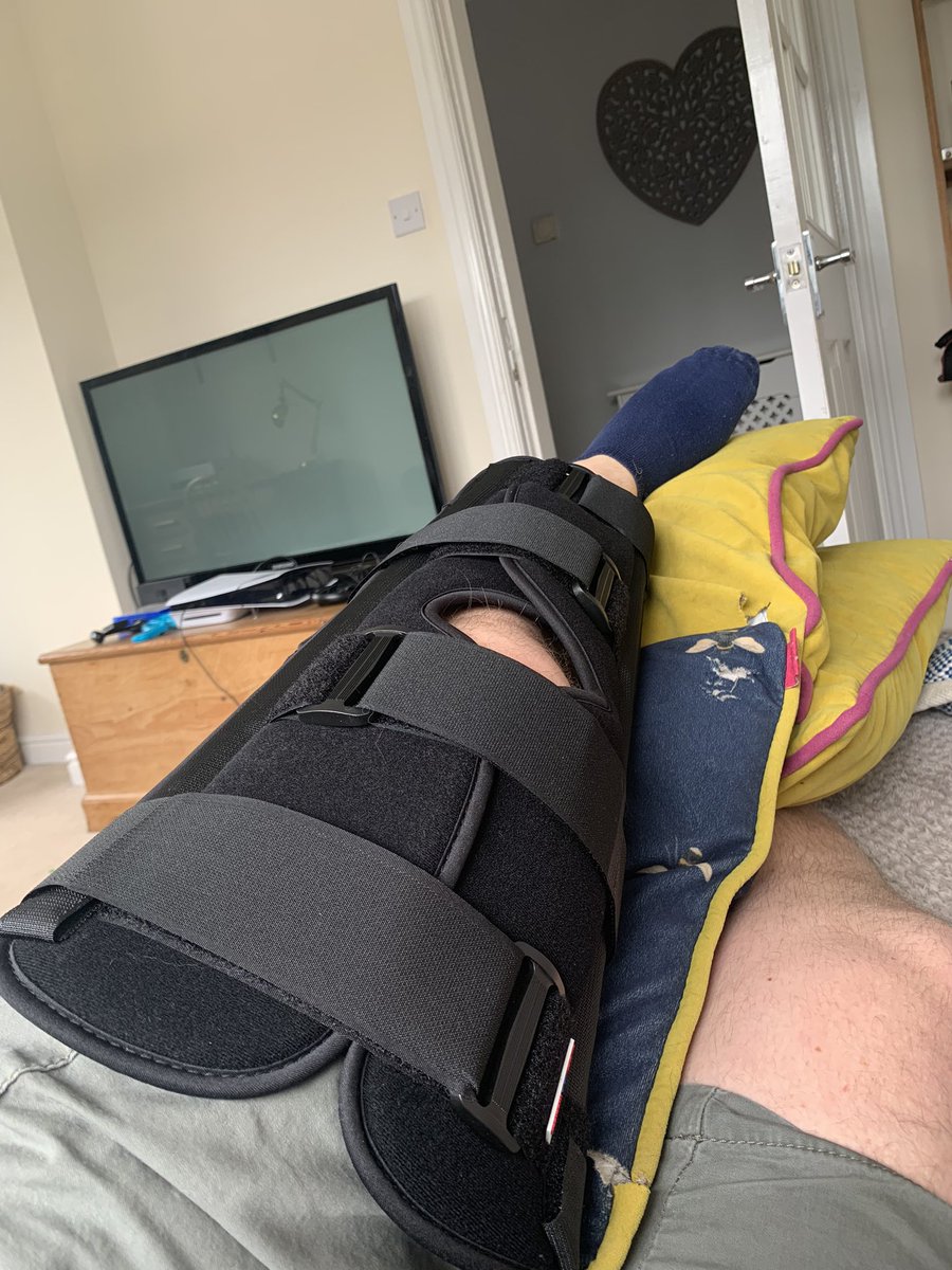 At work Saturday night. Went to help the team with a chap who had barricaded himself in an address with a knife. Long story short, after 15minutes of grabbing and scrapping we got him out. Knees been sore and swollen ever since, just got back from A+E and I’ve torn my ACL again