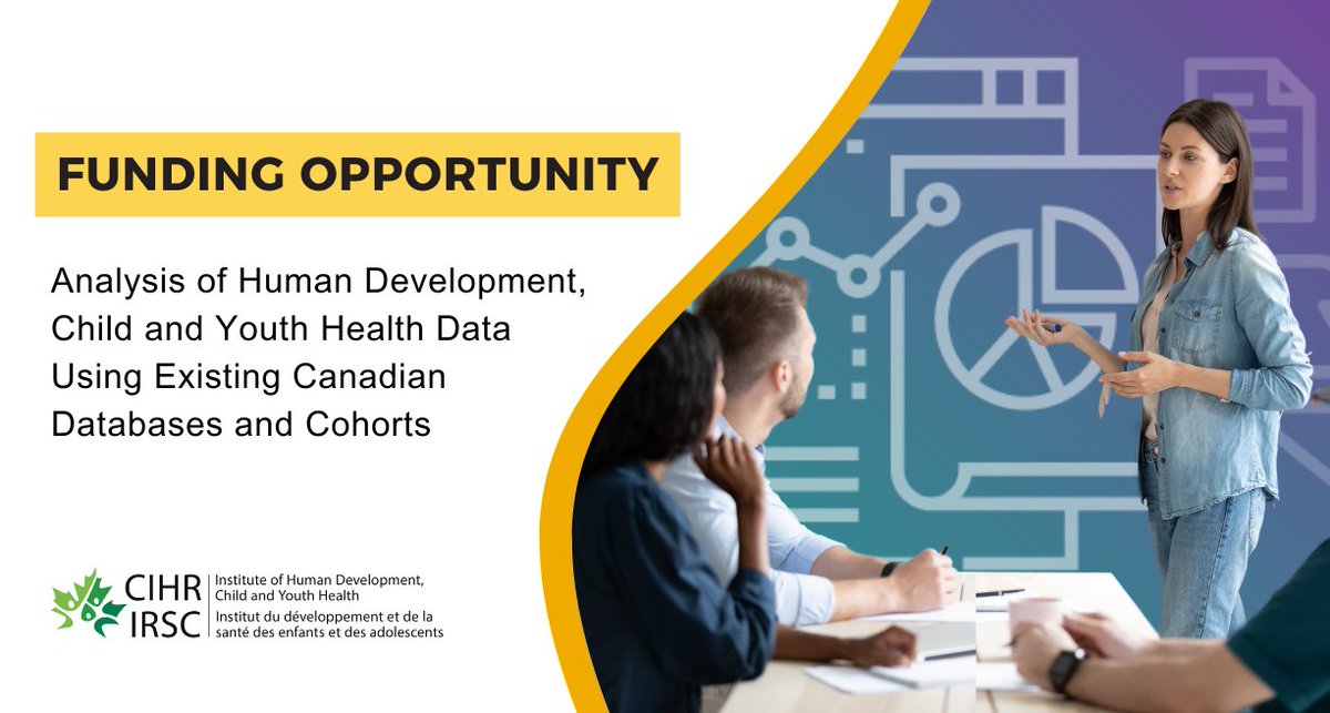 🎉 Launch! Operating Grant : Analysis of Human Development, Child and Youth Health Data Using Existing Canadian Databases and Cohorts (2024)
#IHDCYH is glad to partner with @CIHR_III on this #FundingOpportunity!
Register by Sept 10⬇️
researchnet-recherchenet.ca/rnr16/vwOpprtn…