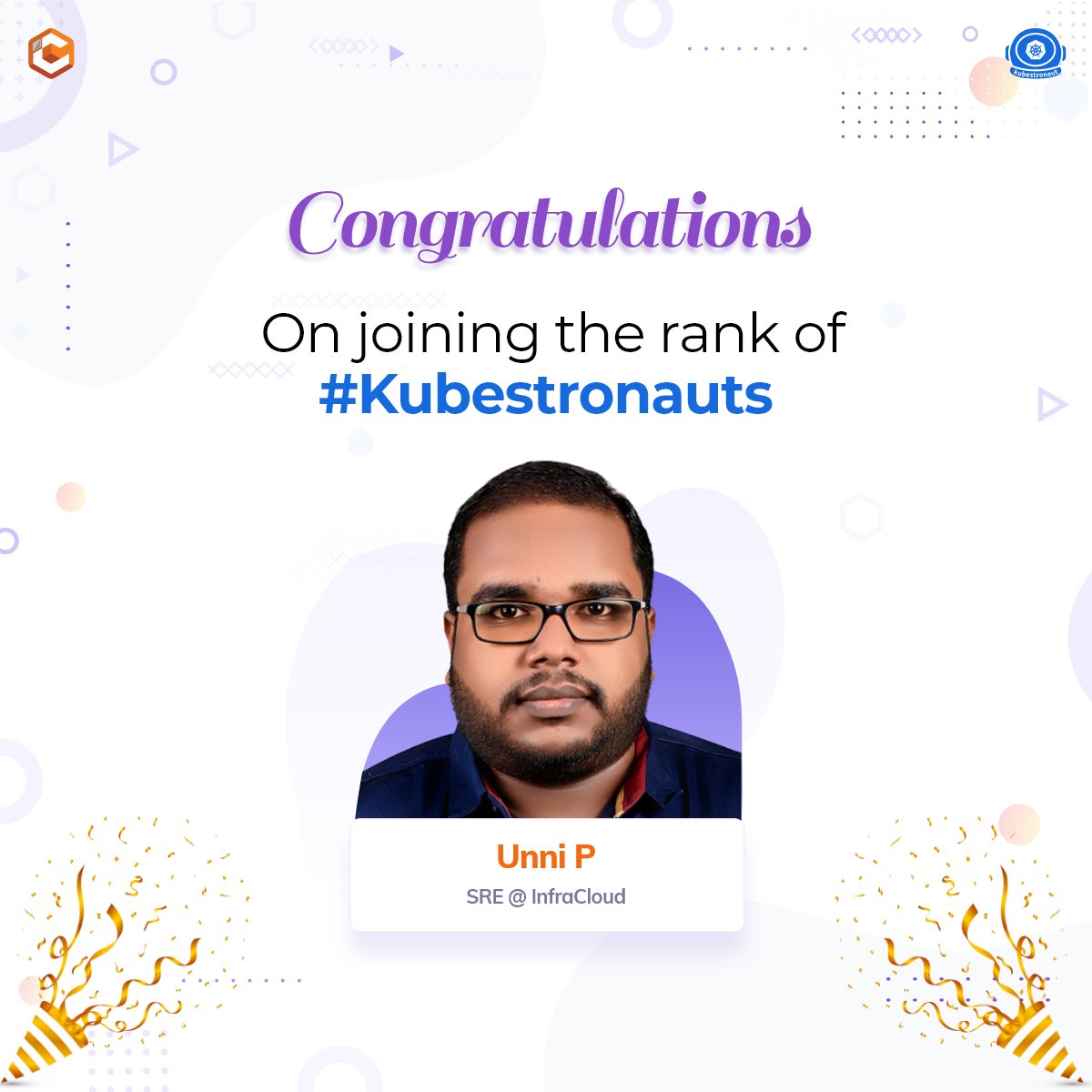 One more #Infranaut became #Kubestronaut👨‍🚀 Congratulations to @iamunnip on earning CKA, CKAD, CKS, KCNA, and KCSA to join the rank of #Kubestronauts 🎉🎊