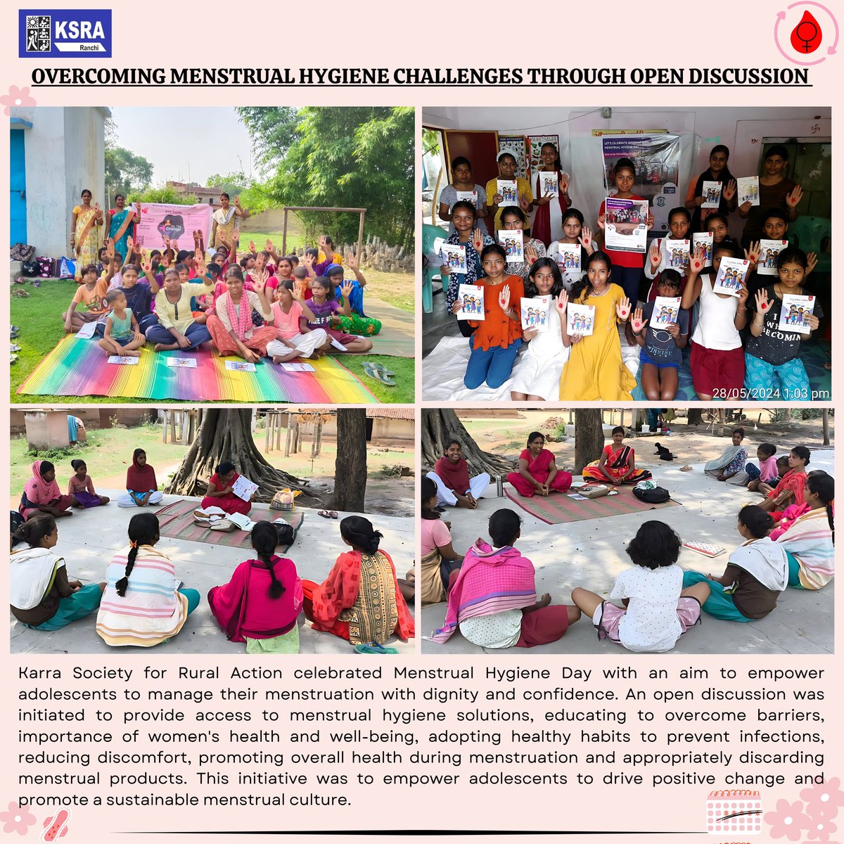 Glimpses of #orientation activities #MenstrualHygieneDay(28 may) conducted @Lapung block @Karra Block & @Ranchi urban area of #Jharkhand to raise #publicawareness on significance of #menstrualhealth
Together for a #PeriodFriendlyWorld
Thanks @wethechangeind 
@HLTH_JHARKHAND
#SDG3