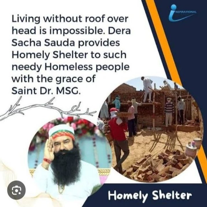 आज के समय में हर किसी के पास अपना घर नहीं होता,उनके लिए घर बनाना मुश्किल हो जाता है।इसलिए Saint Gurmeet Ram Rahim Singh Ji Insan कि प्रेरणा अनुसार डेरा सच्चा सौदा जरूरतमंद लोगों को घर बनाकर देते हैं जो अपने आप में बेमिसाल जज्बा है।
#Homelyshelter