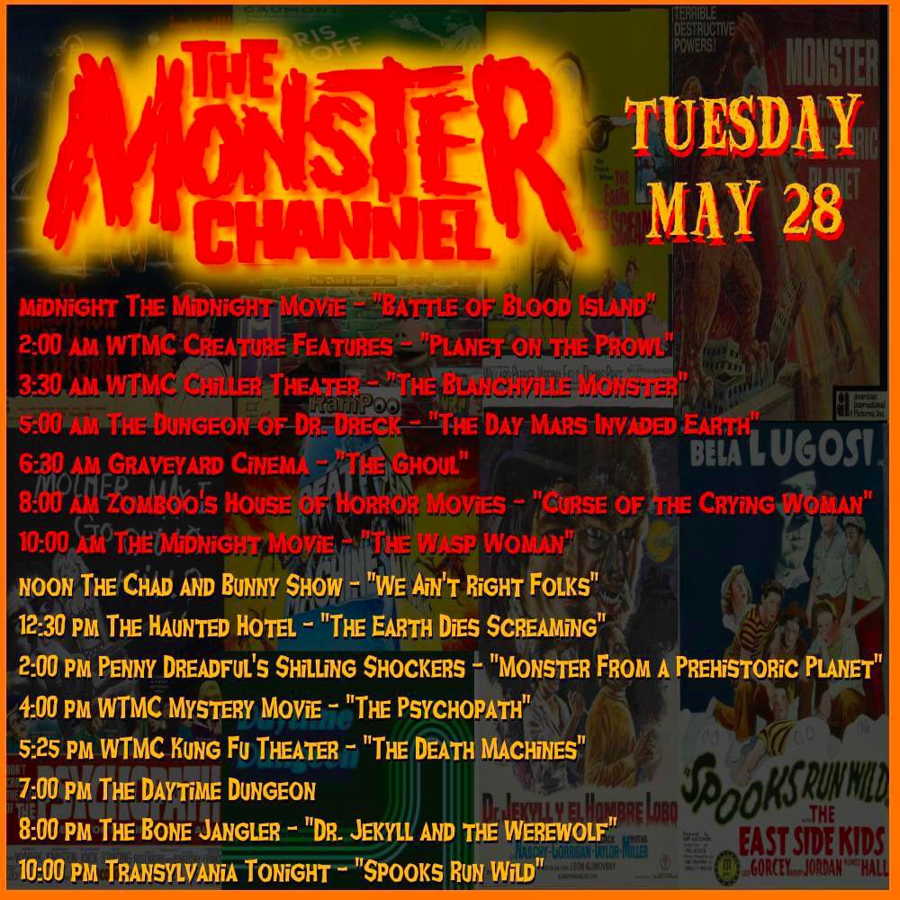May 28, 2024: Watch some terrifying Tuesday morning, afternoon and evening Horror Hosted entertainment on themonsterchannel.com
#HorrorHost #TheMonsterChannel