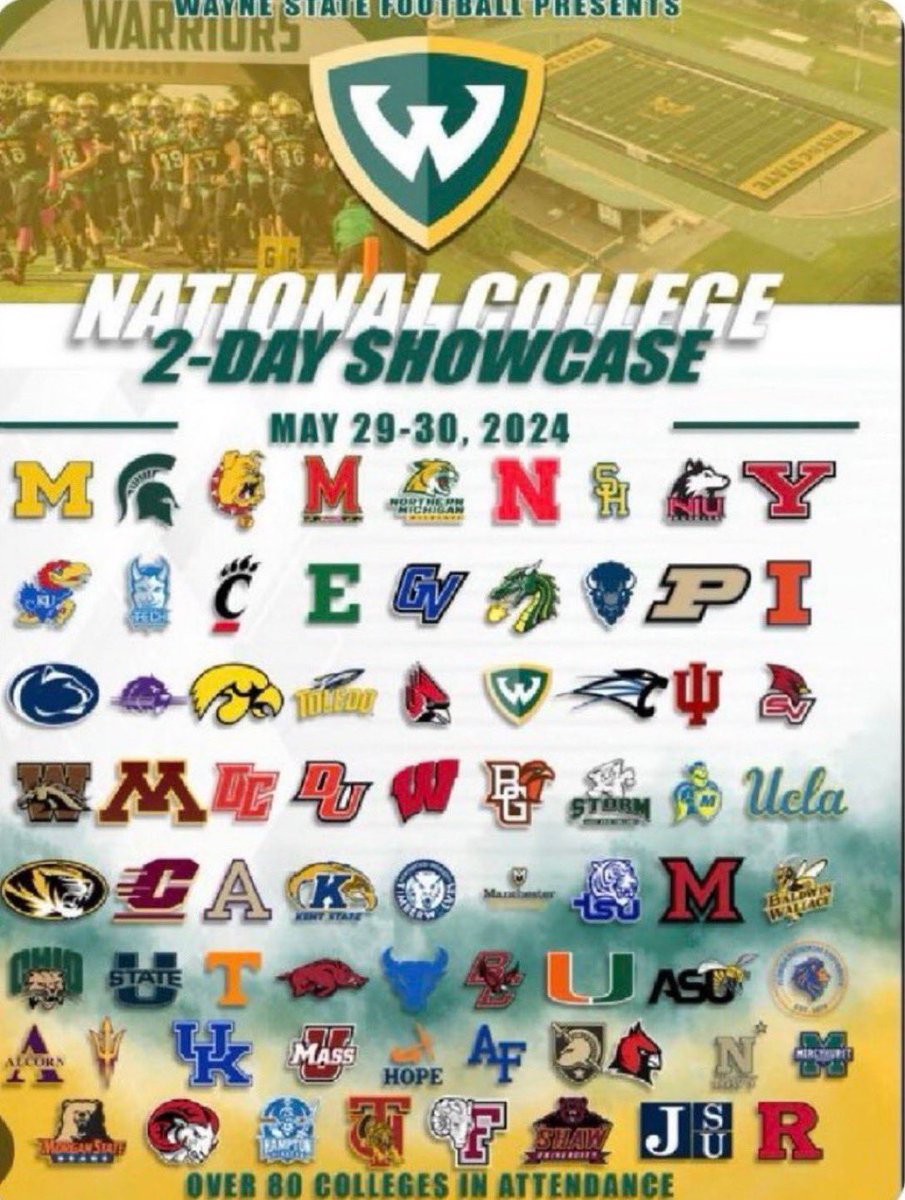 I will be at the Wayne State National College Showcase, Session 3, 2-4 pm! @RisingStars6 @coachquan23 @CoachMerchLTU @CoachKenniBurns @CoachJasonMiran @CoachDukes_ @ToledoQBs @CoachRenoYale @Natkins42 @dillondixon2 @CoachShaah @CoachHawken @CoachDJBland @CoachZeekGVSU
