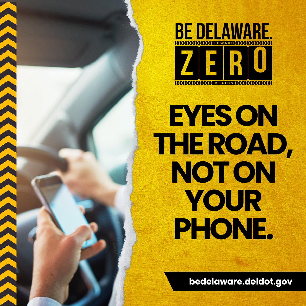 Life is full of distractions. Your commute shouldn't be. Be Del-AWARE: 🚧 Ditch distractions 🚧 Buckle up 🚧 Slow down 🚧 Drive sober 🚧 Walk smart 🚧 Share the road 🚧 Move over ⚠️ Take the pledge to become a Hero Toward Zero: bedelaware.deldot.gov #BeDelAWARE