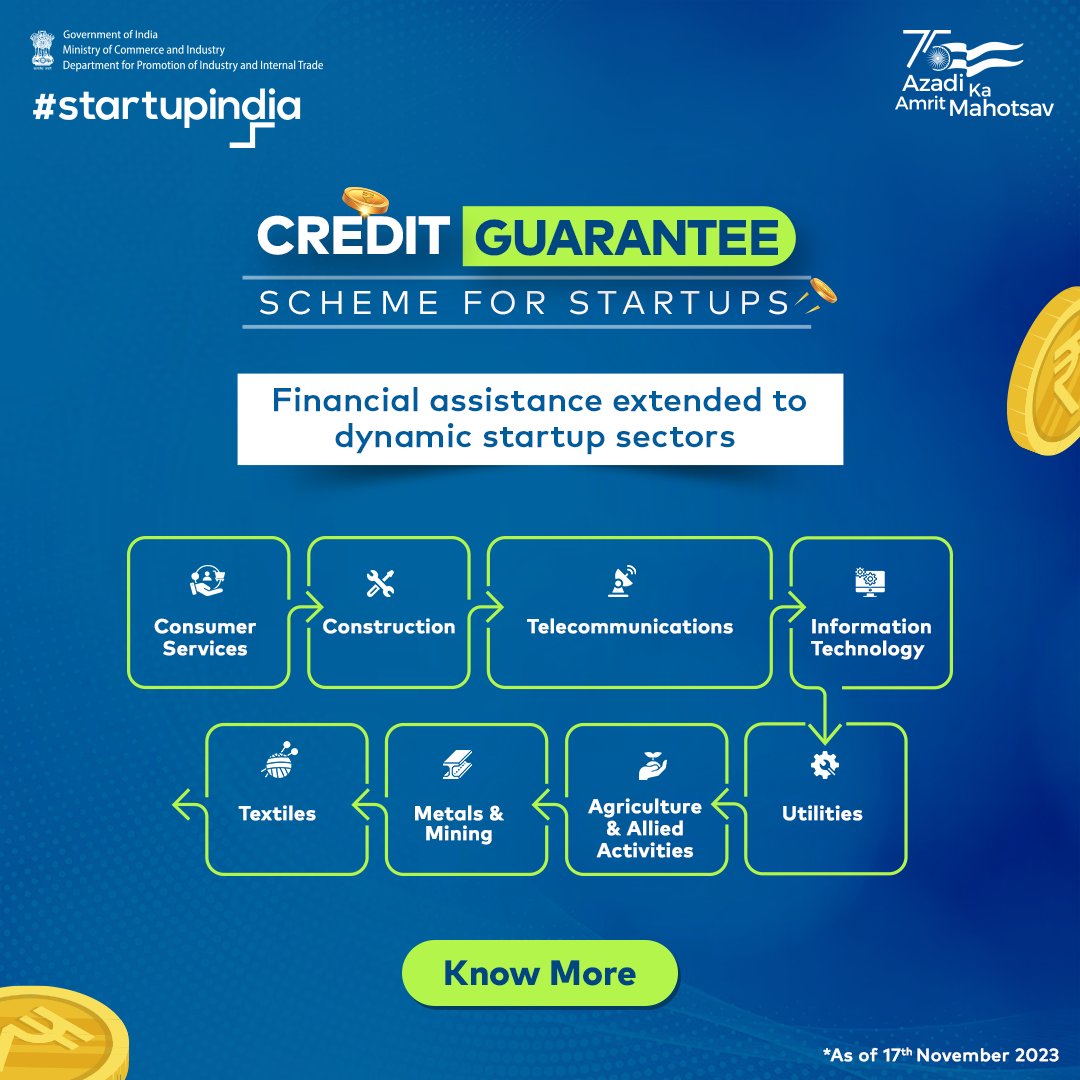 The #CreditGuaranteeSchemeForStartups eliminates the need for traditional collateral and allows startups to access loans without the burden of pledging valuable assets. Visit bit.ly/3srUwFp #StartupIndia #BusinessLoan #CollateralFreeLoans #IndianStartups #StartupLoans