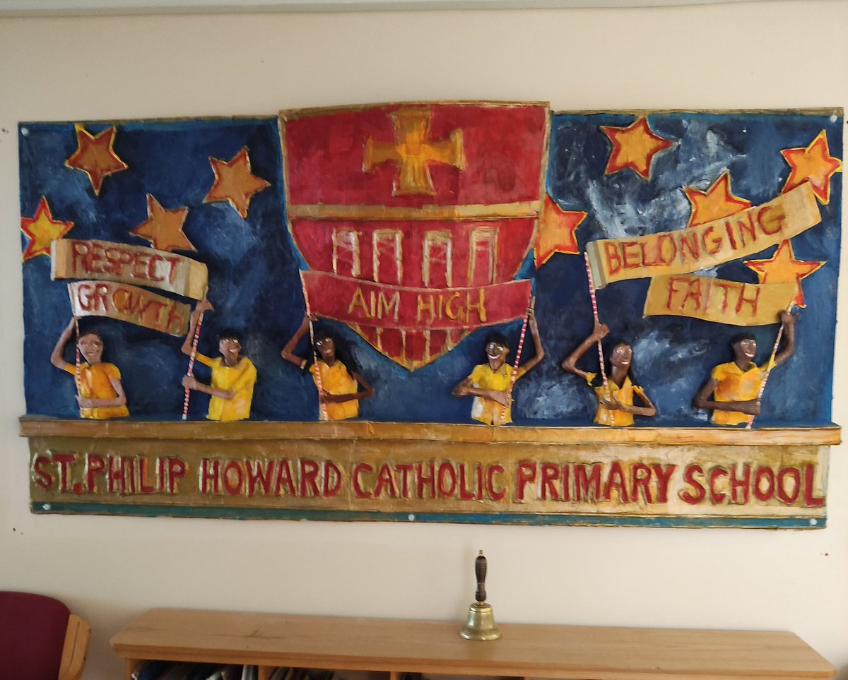 It's up on the wall and looks amazing. Can't wait for the children to see it on Monday! Thank you @DarrellWakelam @StPhilipHoward #schoolvalues @DOW_Ed_Service