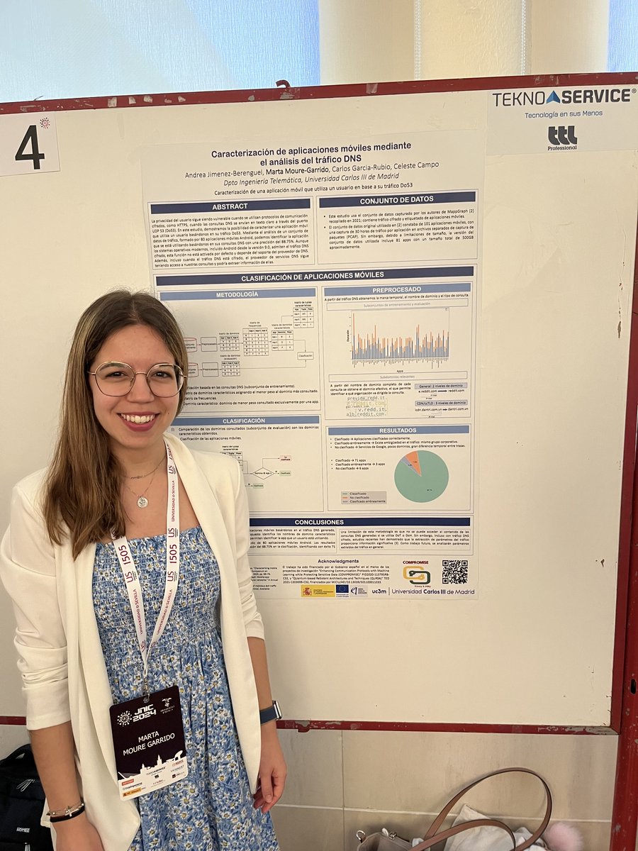 IShaperProject's tweet photo. Miembros del Proyecto @IShaperProject han presentado el Poster “Caracterización de aplicaciones móviles mediante el análisis del tráfico DNS” en @jnic_conf
#ProyectosCiber #NextGenerationEU @PervasiveComLab @INCIBE @uc3m @ciencia_uc3m https://t.co/2evgl8mVs6