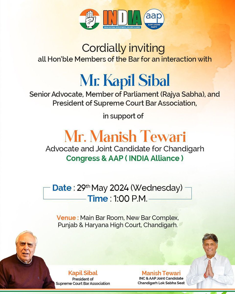 Mr #Sibal , as the president of the #SupremeCourt Bar Association, should refrain from participating in political programs. He should not rival Dr. Adish Aggarwala in misusing the office of the SCBA president. The #SCBA Executive Committee should address this misconduct.