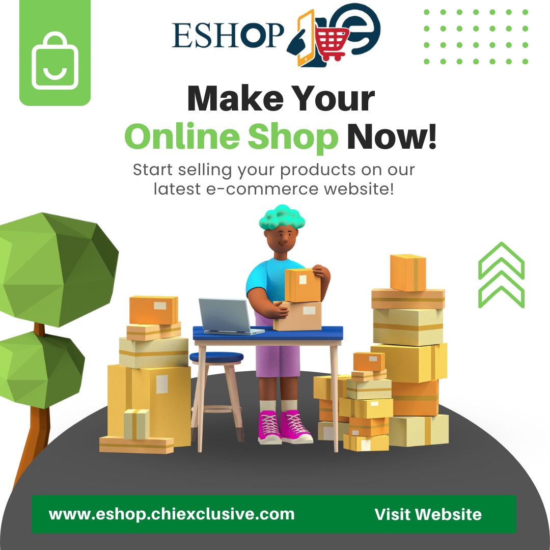 Get a business website with eShop & sell your products with ease. Signup as a Vendor today with a token registration fee. Click here eshop.chiexclusive.com/my-account