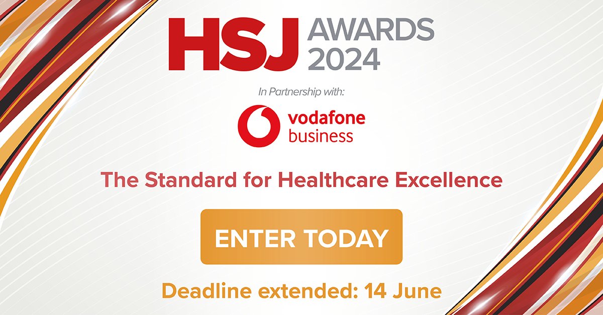 Great news – we’ve extended the #HSJ Awards entry deadline to 14 June. Register your details by 31 May to qualify hsjawards.awardsplatform.com
