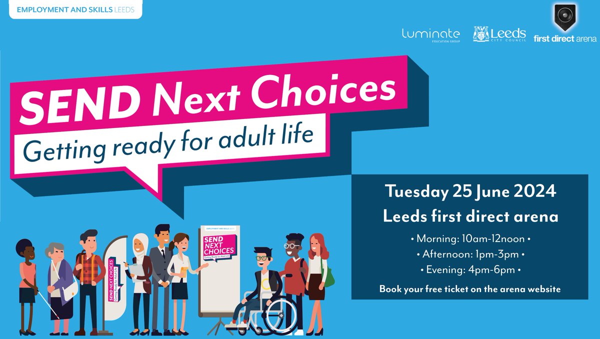 MyForumCentral's tweet image. Another event we’ll be at: SEND Next Choices
About transition into adult life if you have a special education need and/or disability. Over 60 exhibitors offering info and support.
25 June 2024
bit.ly/SEND2024
#SEND24 #TuesdayTakeover #TeamLeeds